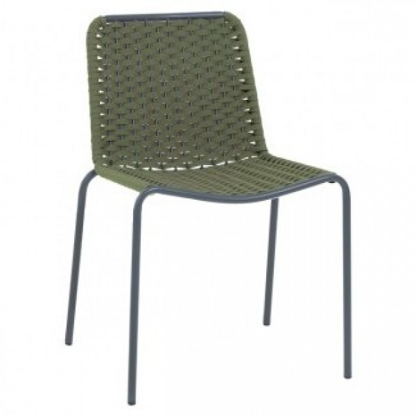 Commercial Hospitality Restauarnt Aluminum and Resin Weave Stacking Side Chair Outdoor